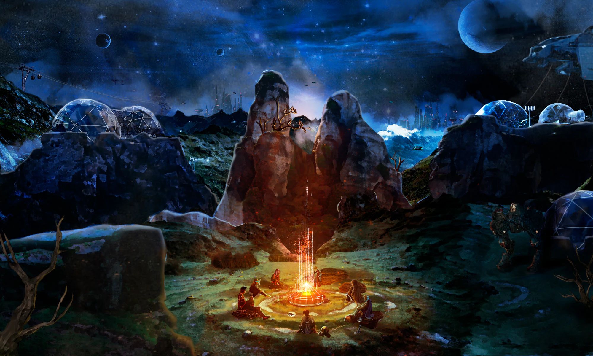 The tribal campfire.