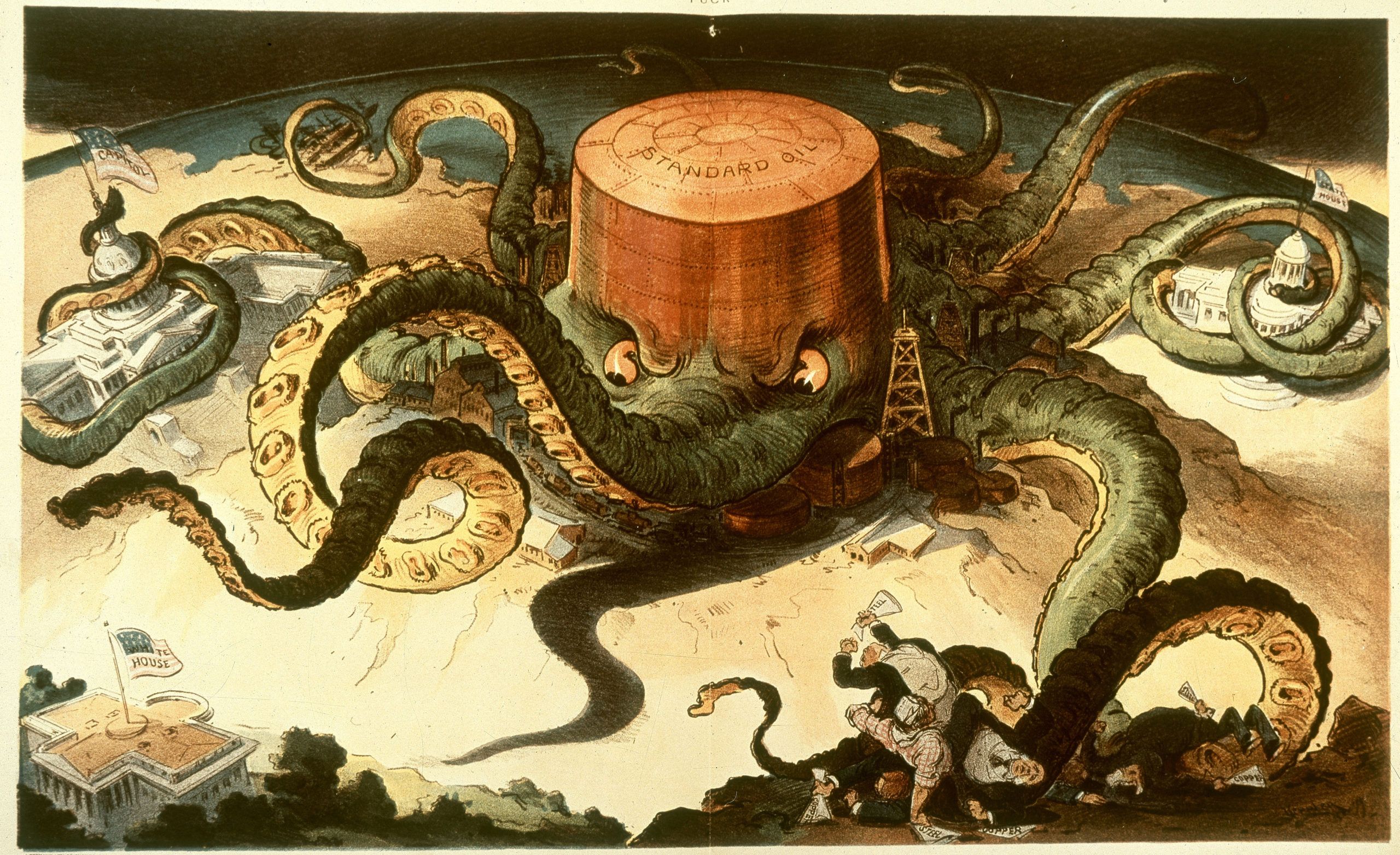 Stylized depiction of the capitalist kraken that was Standard Oil.